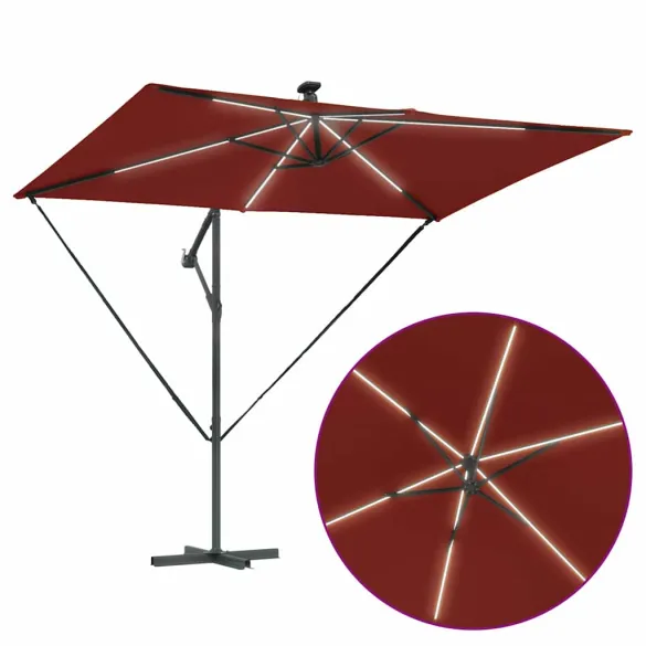 Parasol Banana Terracota cu LED Solar - Livrare Gratuită