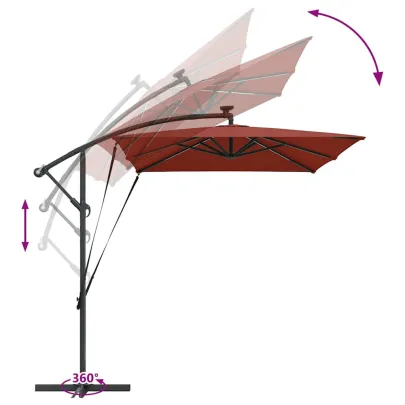 Parasol Banana Terracota cu LED Solar - Livrare Gratuită