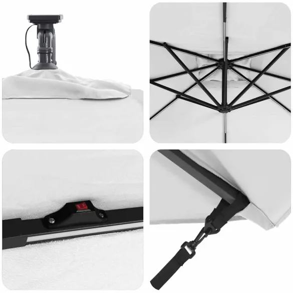 Parasol Banana cu LED și Blocare | UMBRĂ PERFECTĂ