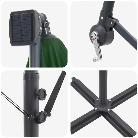 Parasol Banana cu Brațe, Verde, 250 cm | Livrare Gratuită