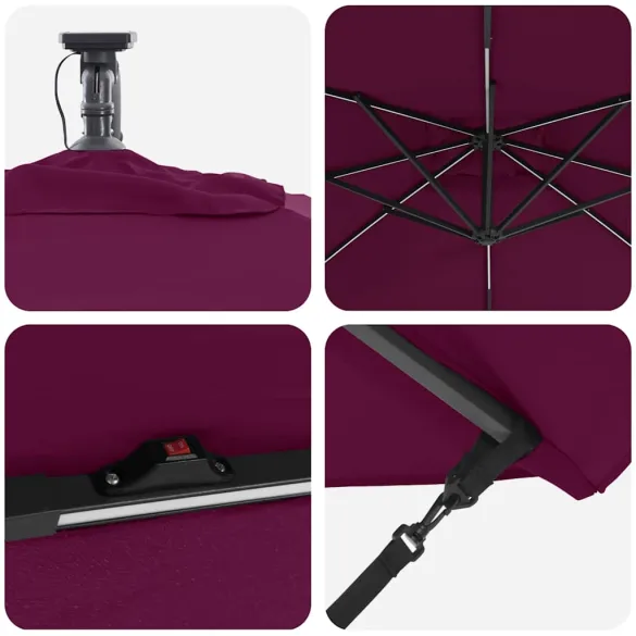 Parasol Banana Roșu Bordo 250cm - Livrare Gratuită Parasol Banana Roșu Bordo 250cm - Livrare Gratuită