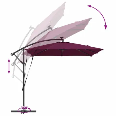 Parasol Banana Roșu Bordo 250cm - Livrare Gratuită