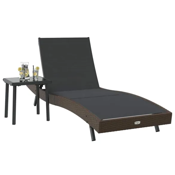 Șezlong cu Masă Rattan Poli - Set Garden Relaxare