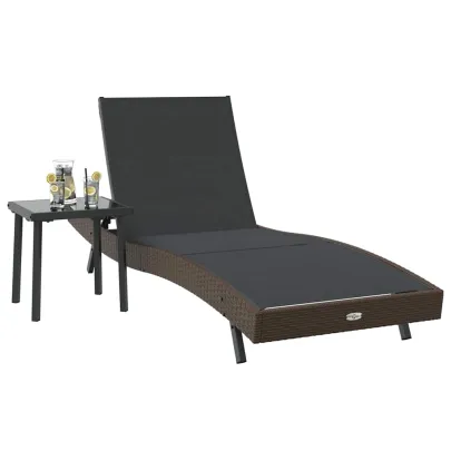 Șezlong cu Masă Rattan Poli - Set Garden Relaxare