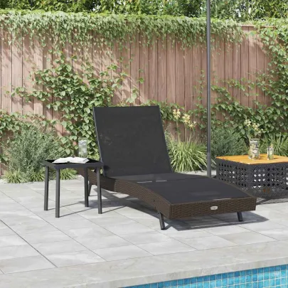 Șezlong cu Masă Rattan Poli - Set Garden Relaxare