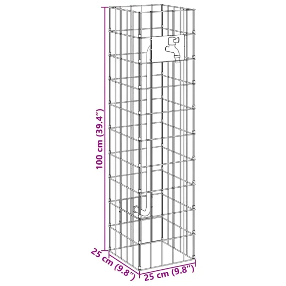 Coloană Gabion cu Robinet Oțel Inoxidabil pentru Exterior