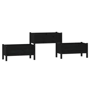 Jardinieră Lemn Masiv de Pin - 245,5 cm - Negru | Livrare Gratuită 2