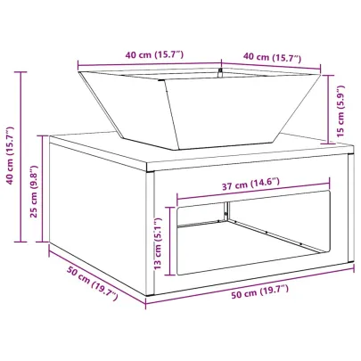 Cuptor Foc Negru Oțel 50x50x40 cm - Livrare Gratuită