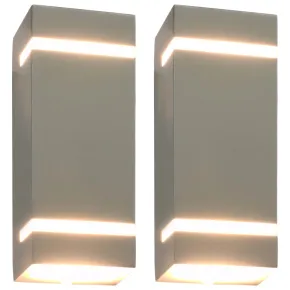 Lămpi Perete Exterior 2 buc. Argintiu 35W - Livrare Gratuită
