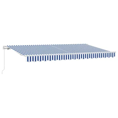 Cortină Retractabilă Manuală Albastru-Alb 3.5x2m | Umbră