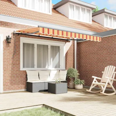 Cortină Retractabilă Exterior cu Telecomandă - Galben, Portocaliu