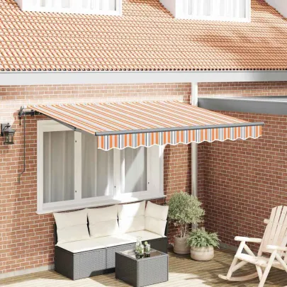 Cortină Retractabilă Outdoor Galben-Portocaliu-Alb | UMBRĂ