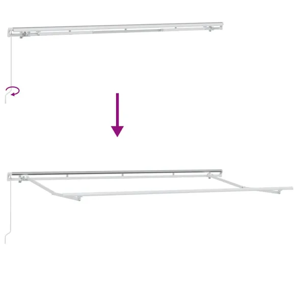 Cortină Retractabilă Manuală Roșu Burgund și Alb - Ușoară