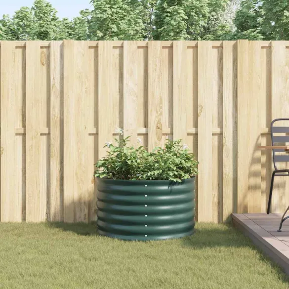 Pat Grădină Ridicat 80x80 cm Verde - Oțel | Livrare Gratuită