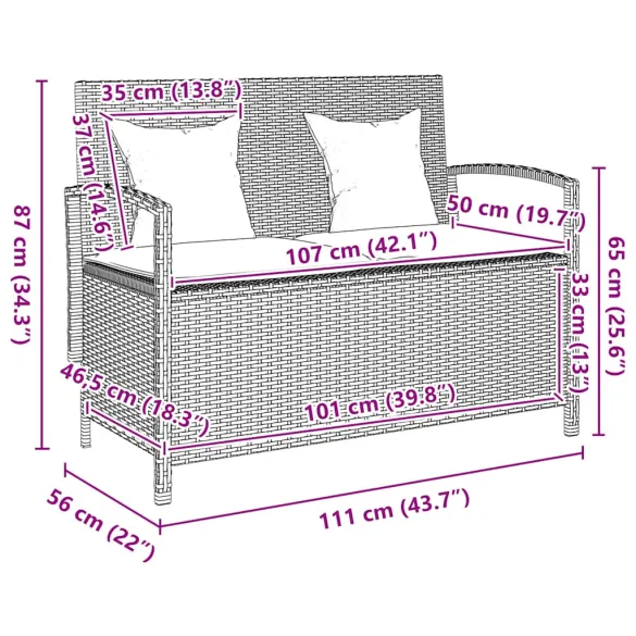 Bancă Grădină cu Depozitare | Polirattan Maro | Livrare Gratuită