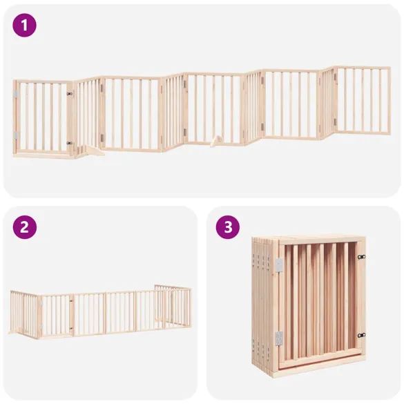 Poartă Pliabilă Câini - 9 Panouri Lemn - 450 cm - Fără Instalare