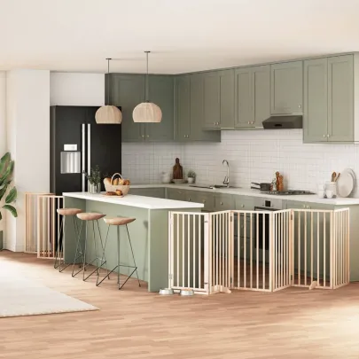 Poartă Pliabilă pentru Câini - 15 Panouri - 750 cm - Lemn