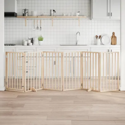 Poartă Pliabilă Câini Lemn Plop - 6 Panouri 300 cm