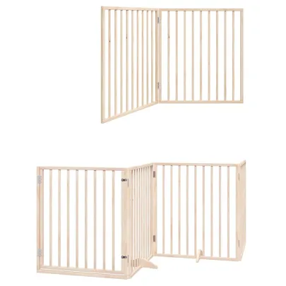 Poartă Pliabilă pentru Câini - 6 Panouri - Lemn Natural