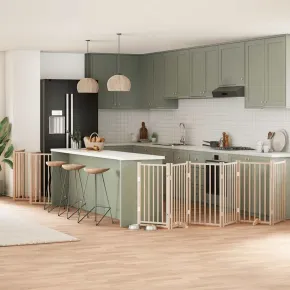 Poartă Pliabilă pentru Câini - 12 Panouri - 600 cm - Lemn de Plop