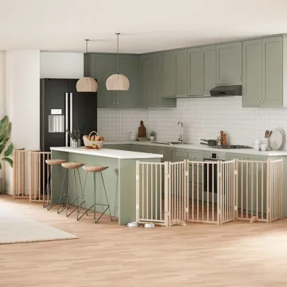 Poartă Pliabilă pentru Câini - 12 Panouri - 600 cm - Lemn de Plop