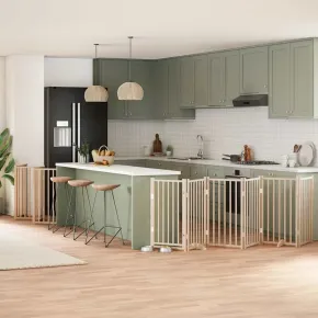 Poartă Pliabilă pentru Câini - 15 Panouri - 750 cm - Lemn de Plop