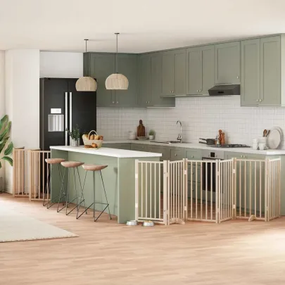 Poartă Pliabilă pentru Câini - 15 Panouri - 750 cm - Lemn de Plop