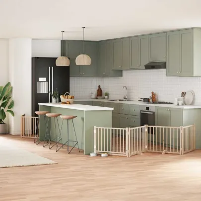 Poartă Câini Pliabilă Lemn Plop - 10 Panouri 800 cm