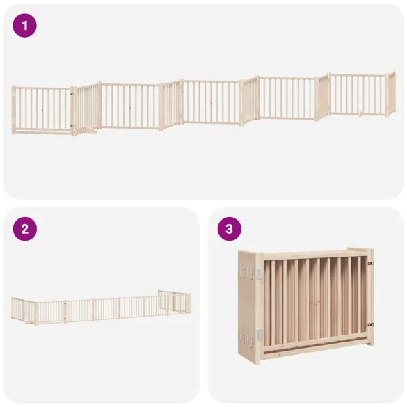 Poartă Câini Pliabilă Lemn Plop - 10 Panouri 800 cm