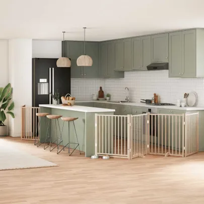 Poartă Câini Pliabilă Lemn Plop - 10 Panouri 800 cm