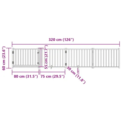 Poartă Câini Pliabilă Lemn Masiv - 320 cm - Livrare Gratuită