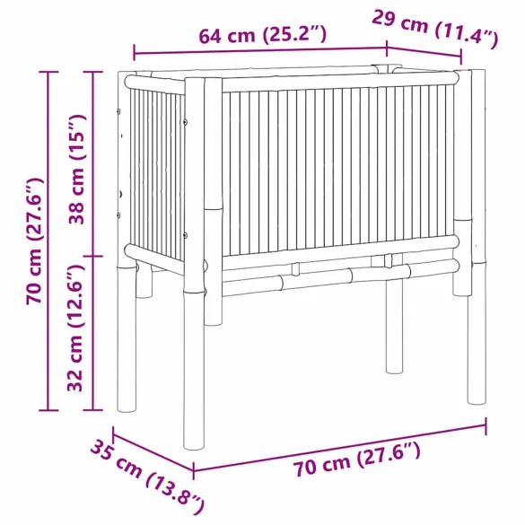 Strat Înălțat Bambus pentru Grădină - Livrare Gratuită