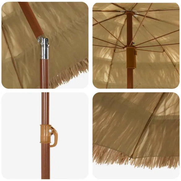 Parasol de Plajă Maro Ø 160 cm Oțel Rezistent la UV