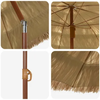 Parasol de Plajă Maro Ø 160 cm Oțel Rezistent la UV