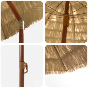 Parasol de Plajă Maro Ø265cm Oțel Rezistent la UV 2