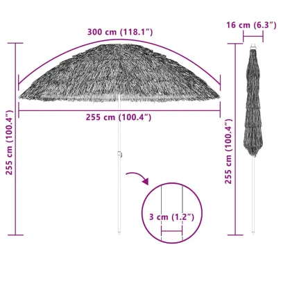 Parasol de Plajă Maro Ø265cm Oțel Rezistent la UV
