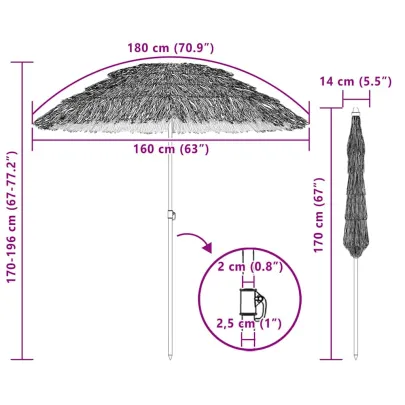 Parasol de Plajă Maro Ø 160 cm Oțel | Livrare Gratuită