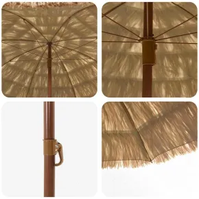 Parasol de Plajă Maro Oțel 206 cm | Livrare Gratuită 2