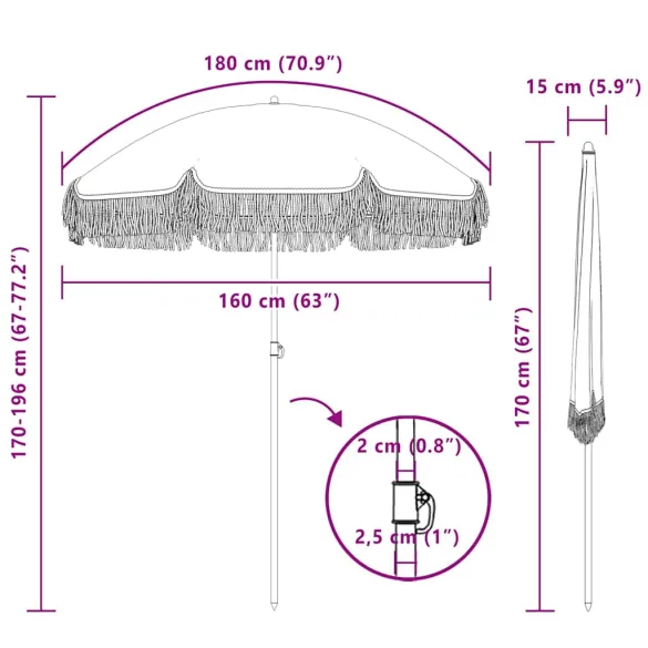 Umbrelă de Soare Galben-Alb Ø160cm - Oțel | Livrare Gratuită