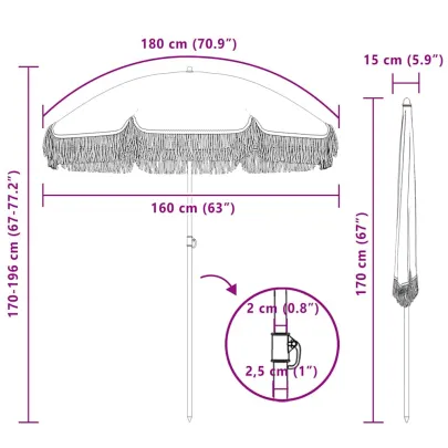 Umbrelă de Soare Galben-Alb Ø160cm - Oțel | Livrare Gratuită