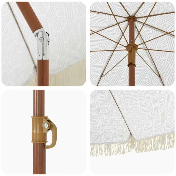 Umbrelă de soare rotundă, gri și alb, Ø 160 cm