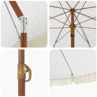 Umbrelă de soare rotundă, gri și alb, Ø 160 cm