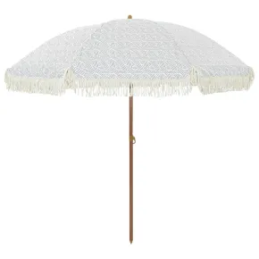 Umbrelă de Soare Gri-Alb, Ø205 cm, Oțel | Livrare Gratuită 2