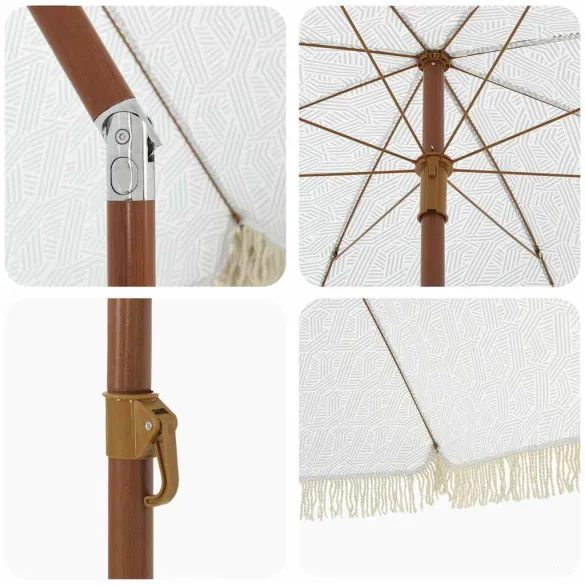 Umbrelă de Soare Gri-Alb, Ø205 cm, Oțel | Livrare Gratuită