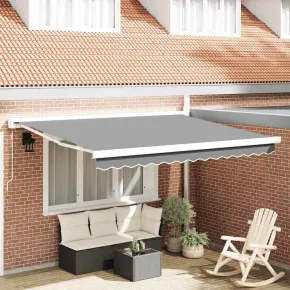 Copertină Retractabilă Albă Metal 3x2.5m cu Telecomandă