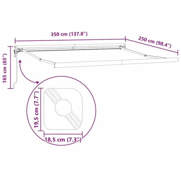 Copertină Alb 3,5 x 2,5 m Metal