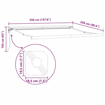Copertină Alb 3,5 x 2,5 m Metal