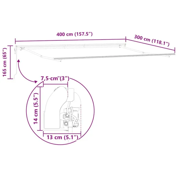 Copertină Manuală Albă 4x3m Metal | Livrare Gratuită