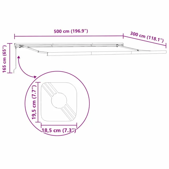 Copertină Retractabilă Albă 5x3m Metal | Livrare Gratuită