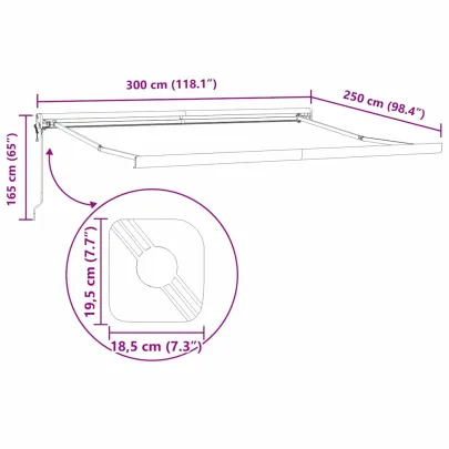 Copertină Retractabilă Metal Antracit 3x2.5m cu Telecomandă